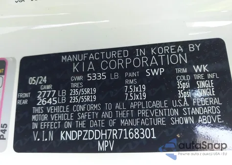 2024 Kia Sportage Plug-In Hybrid X-Line Prestige z USA, uszkodzony, nr VIN KNDPZDDH7R7168301